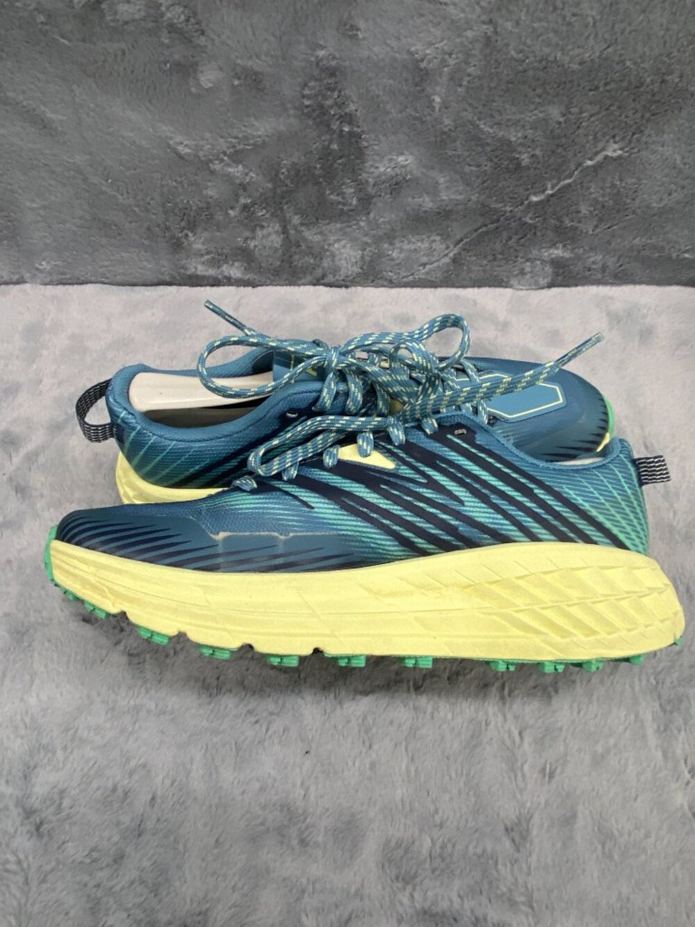 Hoka Speedgoat 4 Trail Running Hiking Blue Yellow Sneakers Shoes Womens Size 8 - Picture 6 of 14